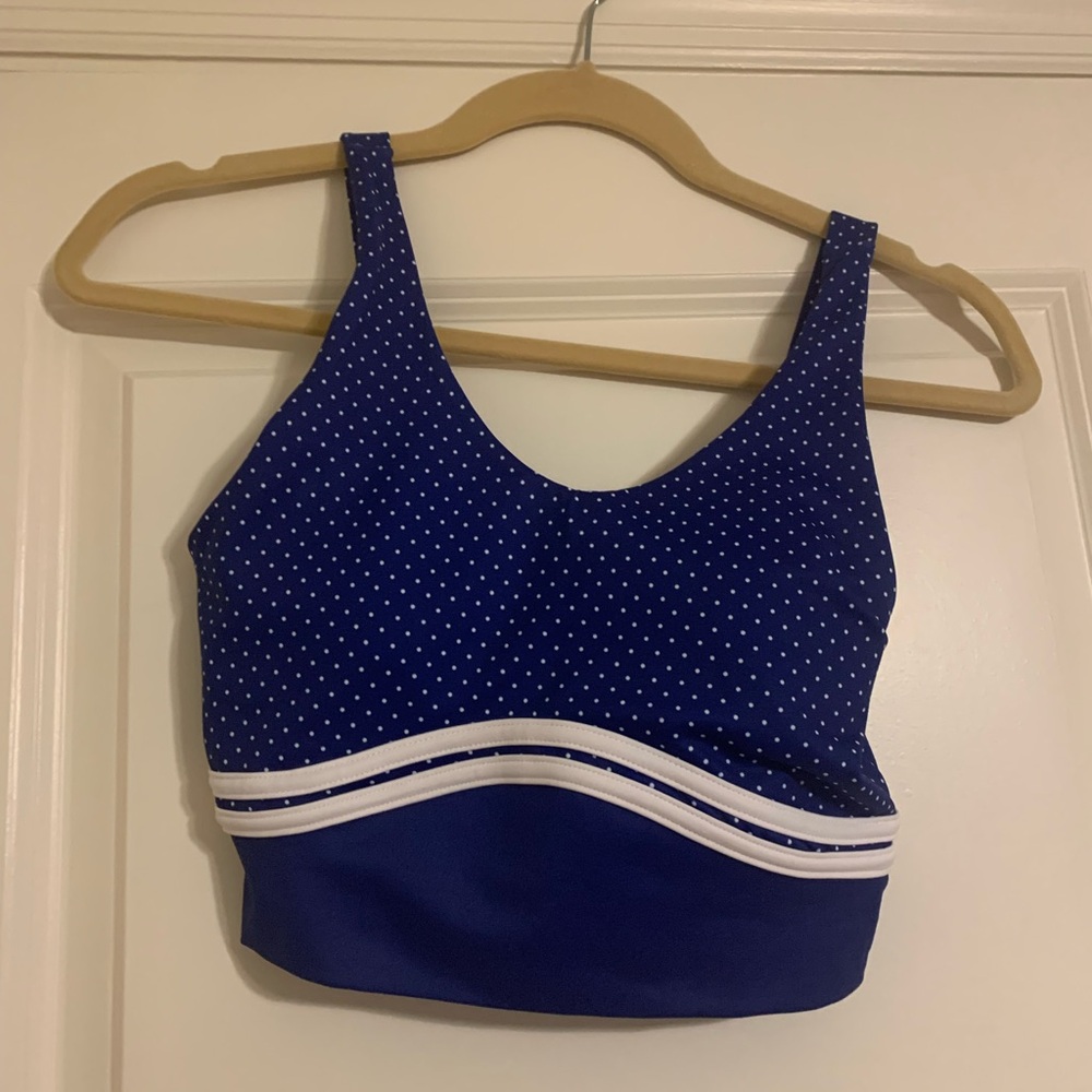 NWT Wilo Blue & White Polka Dot Contour Sport Bra Size S